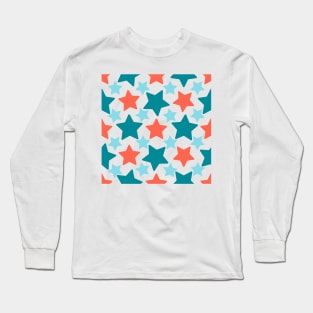 Colorful stars over blue background Long Sleeve T-Shirt